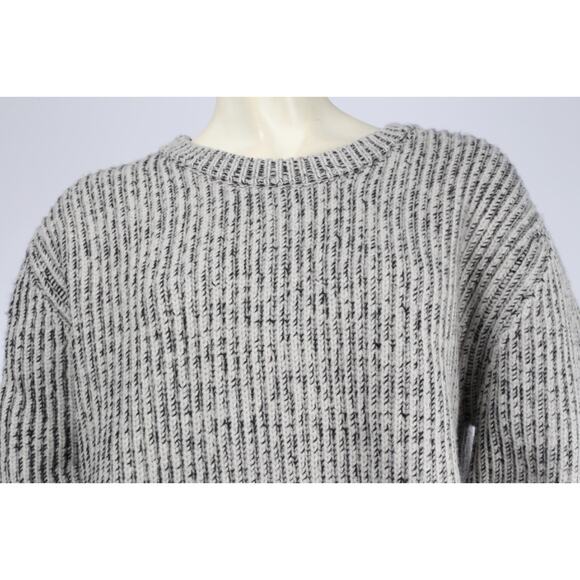 IRO Paris Manouka Chunky Ribbed Wool Pullover Sweater Marled Gray Cozy Knit Sz M - Picture 5 of 11
